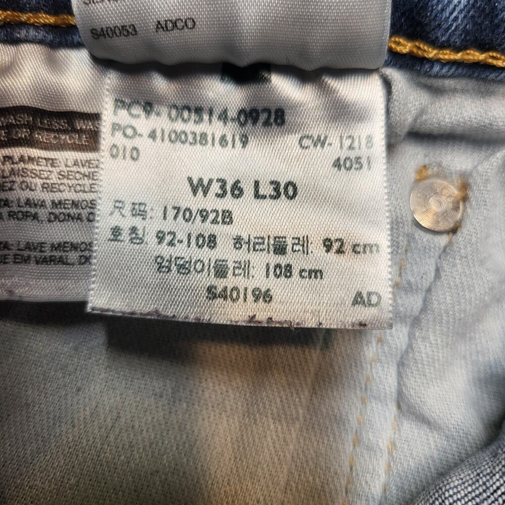 Levi's 514 Jeans Mens 36x30 Blue Straight‎ Medium Wash Denim Cotton Stretch - Picture 5 of 10